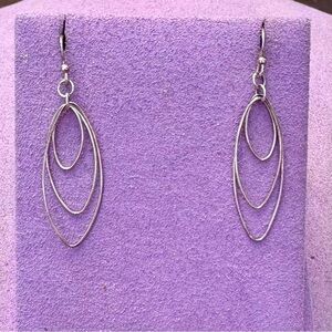 Vintage Sterling Silver Triple Hoop Dangle Earrings